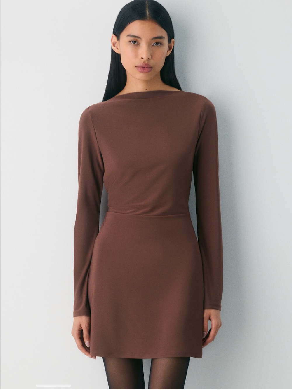 NWT Aritzia Babaton Swan Boatneck Dress in Cocoa Powder Brown